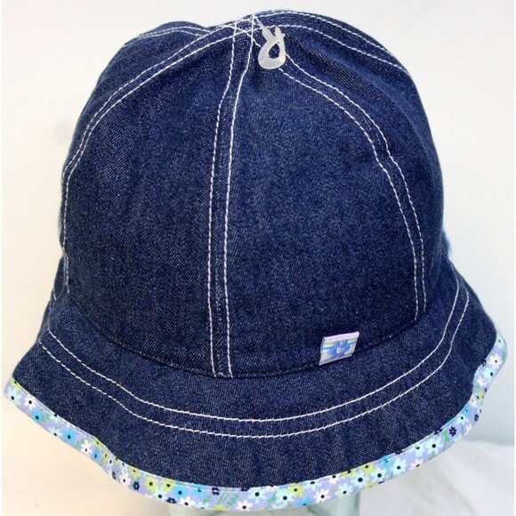 NWT 2002 Gymboree Spring Showers Bucket Hat Denim Flower sz 5-7 yrs L - XXL - Picture 3 of 8